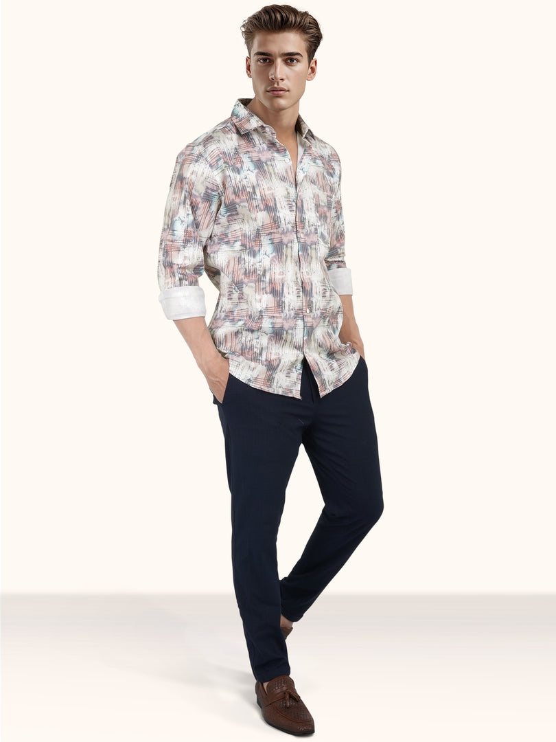 MENS CRACKER MULTI COLOR PRINTED SLIM FIT FULL SLEEVE CASUAL SHIRT