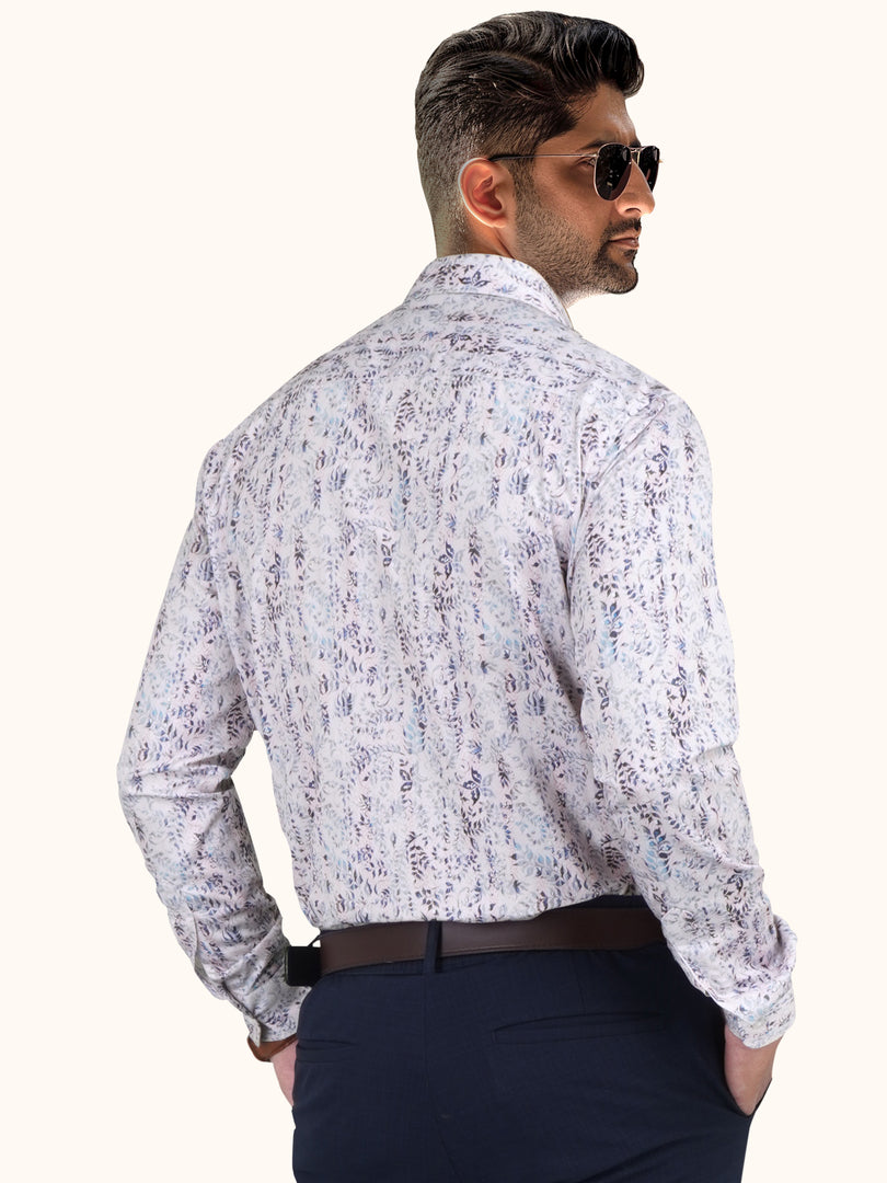 MENS COTTON MULTI COLOR PRINTED SMART FIT FULL SLEEVE FORMAL SHIRT
