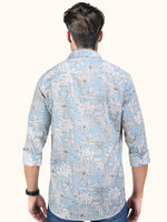 Load image into Gallery viewer, Men Smart Fit Floral Print Blue Full Sleeve Shirt
