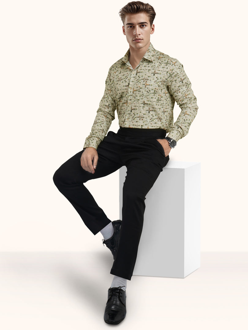 MENS COTTON MULTI COLOR PRINTED SMART FIT FULL SLEEVE FORMAL SHIRT