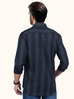 Load image into Gallery viewer, Men Smart Fit Stripped Blue Full Sleeve Shirt
