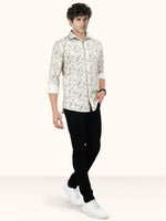 Load image into Gallery viewer, Men Smart Fit Floral Print Beige Full Sleeve Shirt
