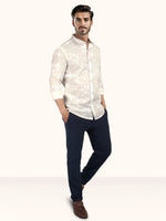 Load image into Gallery viewer, Men Smart Fit Floral Print Cream Full Sleeve Shirt
