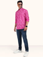 Load image into Gallery viewer, MENS COTTON PINK PRINTED SLIM FIT FULL SLEEVE CASUAL SHIRT

