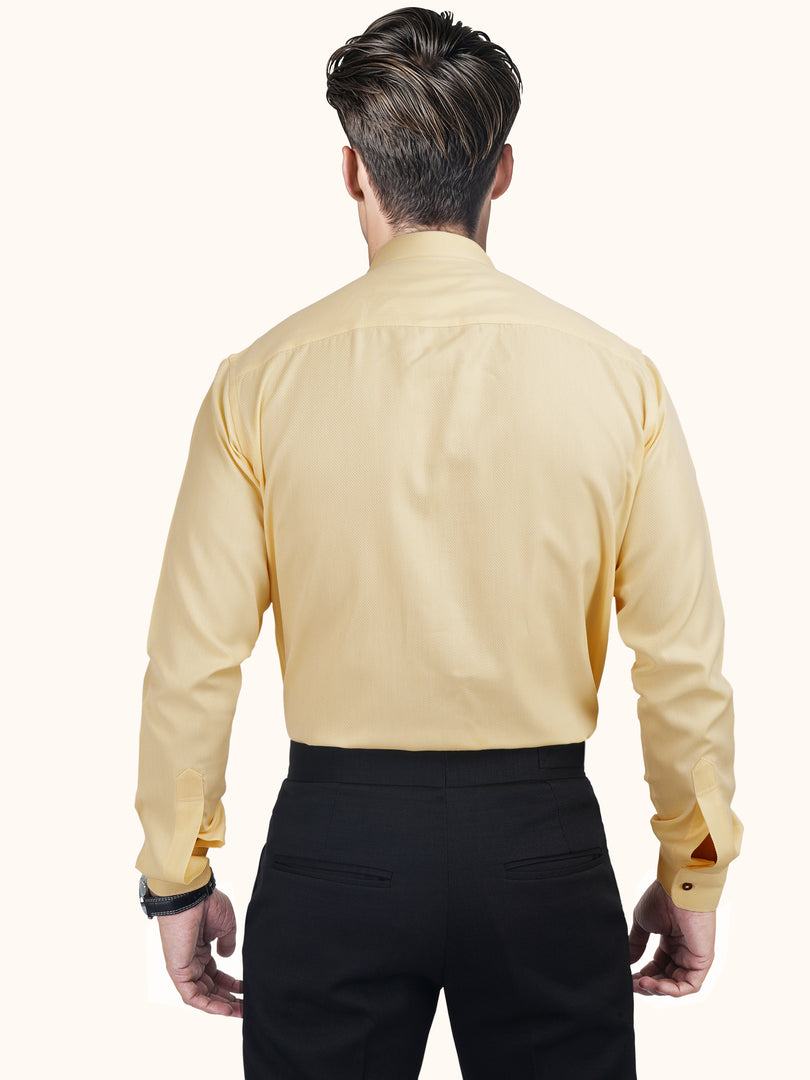 MENS YELLOW PLAIN SMART FIT FULL SLEEVE FORMAL SHIRT