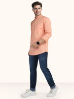 Load image into Gallery viewer, MENS POPCORN ORANGE PLAIN SLIM FIT SHORT KURTA
