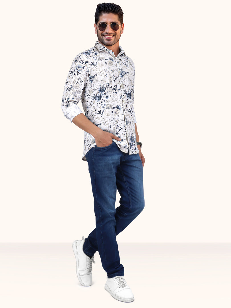 Men Smart Fit Floral Print Multicoloured Full Sleeve Shirt