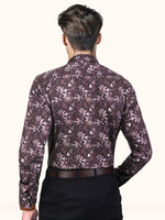 Load image into Gallery viewer, Men Smart Fit Floral Print Brown Full Sleeves Shirt
