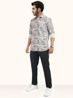 Load image into Gallery viewer, MENS COTTON WHITE PRINTED SLIM FIT FULL SLEEVE CASUAL SHIRT
