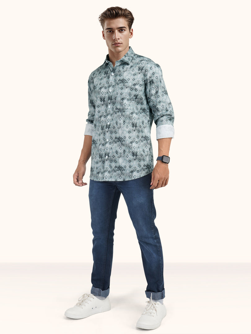 MENS CRACKER MULTI COLOR PRINTED SLIM FIT FULL SLEEVE CASUAL SHIRT