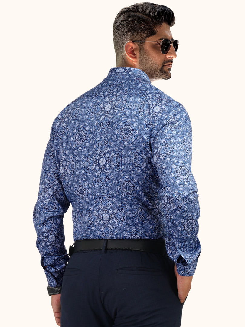 MENS COTTON SKY PRINTED SMART FIT FULL SLEEVE FORMAL SHIRT