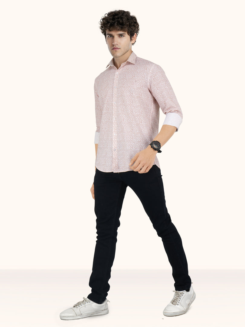 Men Smart Fit Abstract Print Rust Full Sleeve Shirt