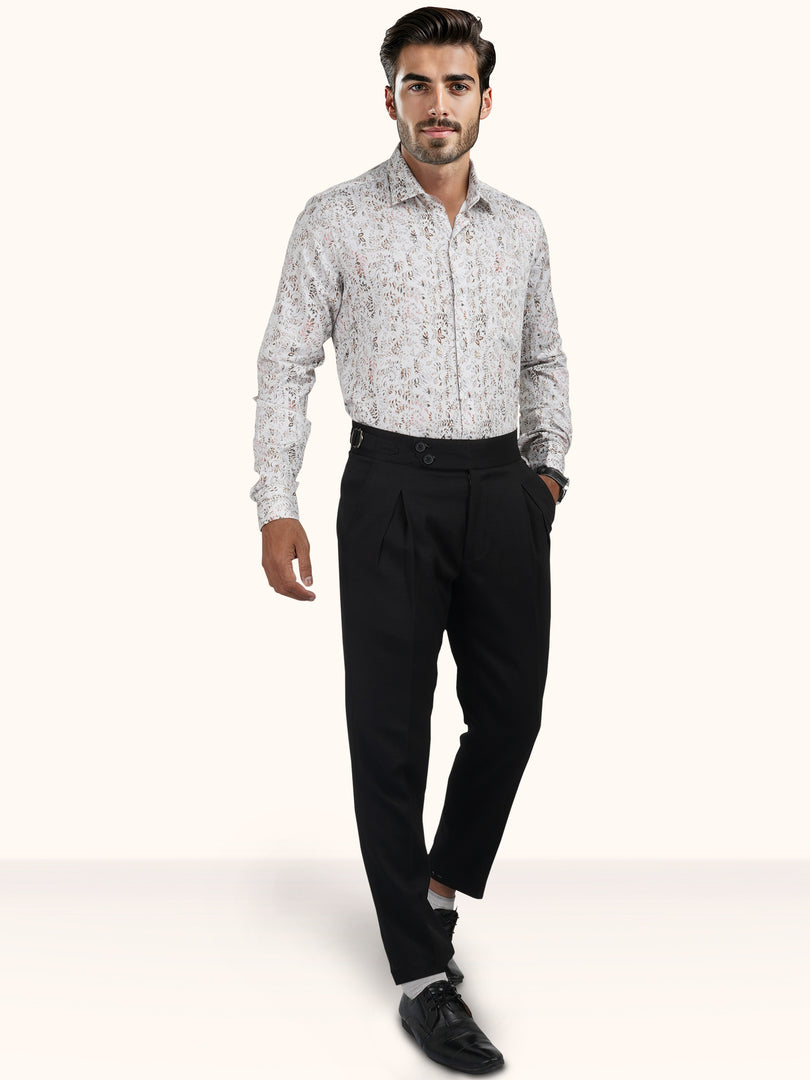 MENS COTTON MULTI COLOR PRINTED SMART FIT FULL SLEEVE FORMAL SHIRT