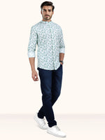 Load image into Gallery viewer, Men Smart Fit Floral Print Green Full Sleeve Shirt
