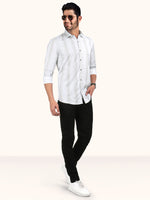 Load image into Gallery viewer, Men Smart Fit Stripped White Full Sleeve Shirt
