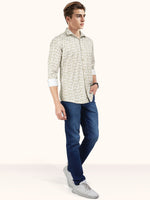 Load image into Gallery viewer, Men Smart Fit Floral Print Beige Full Sleeve Shirt
