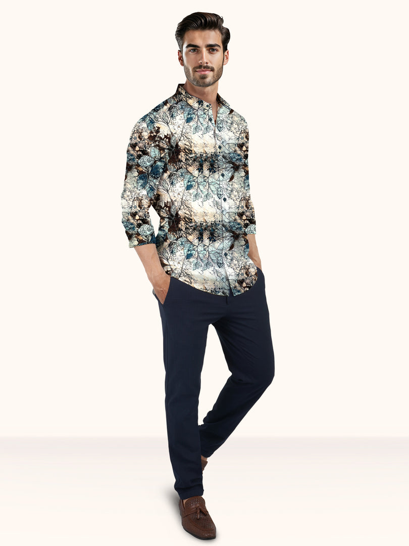 Men Smart Fit Floral Print Multicoloured Full Sleeve Shirt