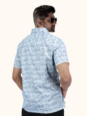 Men Smart Fit Abstract Print Black Half Sleeve Shirt