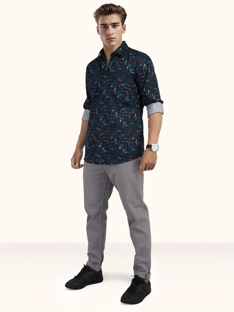 MENS CRACKER MULTI COLOR PRINTED SLIM FIT FULL SLEEVE CASUAL SHIRT
