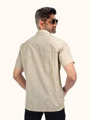 Men Smart Fit Abstract Print Brown Half Sleeve Shirt