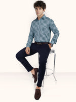 Load image into Gallery viewer, MENS COTTON SKY PRINTED SMART FIT FULL SLEEVE FORMAL SHIRT
