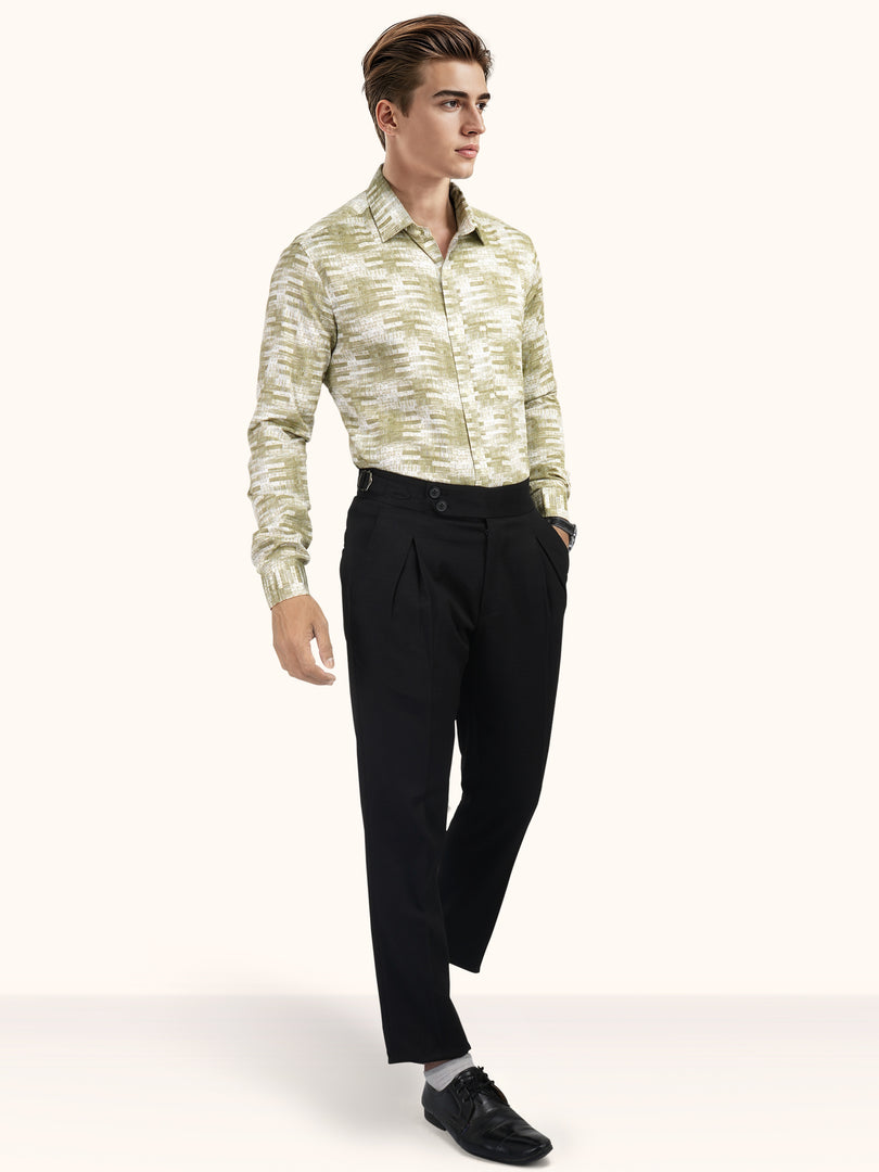 MENS COTTON PISTA PRINTED SMART FIT FULL SLEEVE FORMAL SHIRT