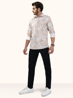 Load image into Gallery viewer, Men Smart Fit Floral Print Peach Full Sleeve Shirt
