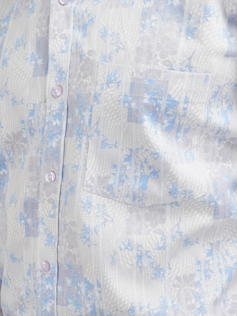MENS COTTON SKY PRINTED SMART FIT FULL SLEEVE FORMAL SHIRT