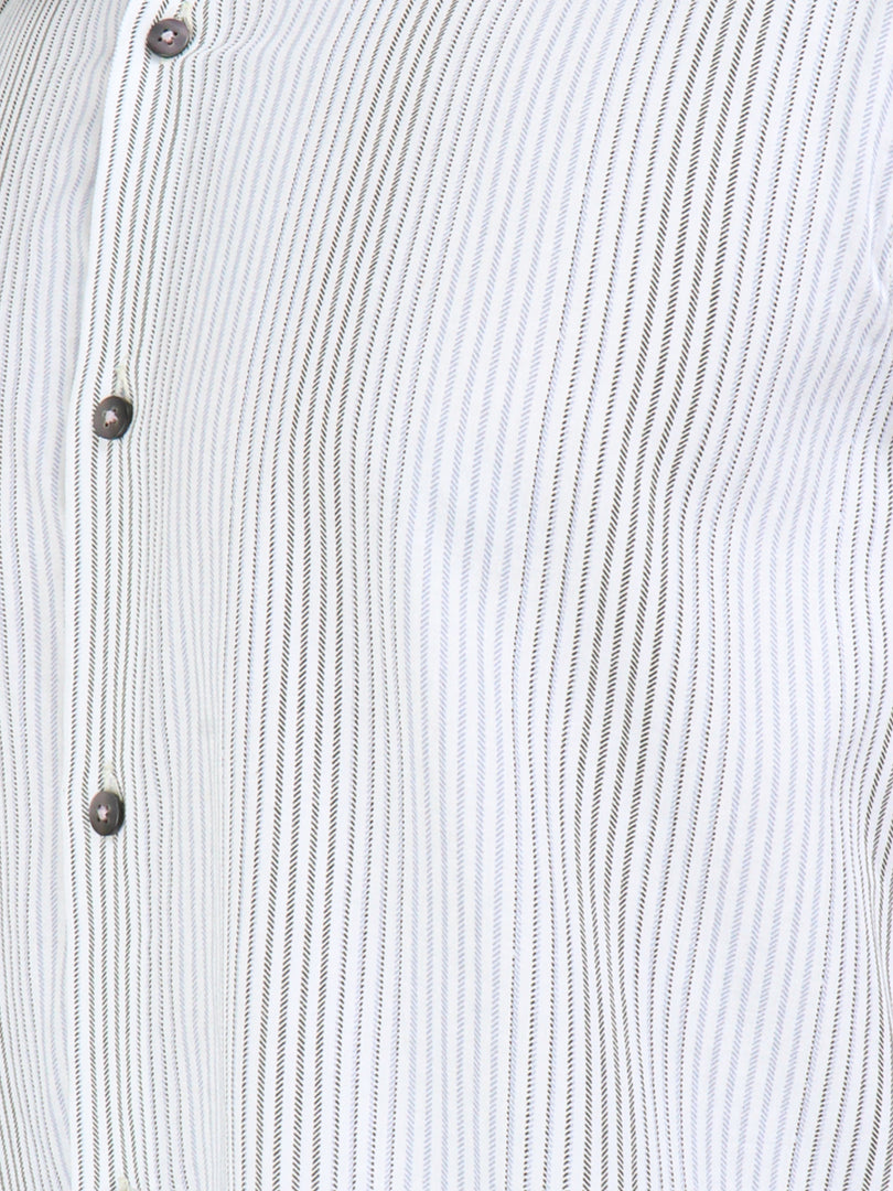 Men Smart Fit Stripped White Full Sleeve Shirt