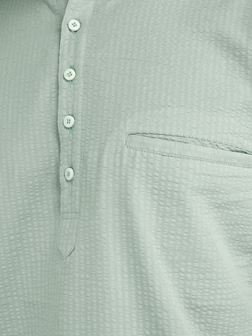 MENS POPCORN GREY PLAIN SLIM FIT SHORT KURTA