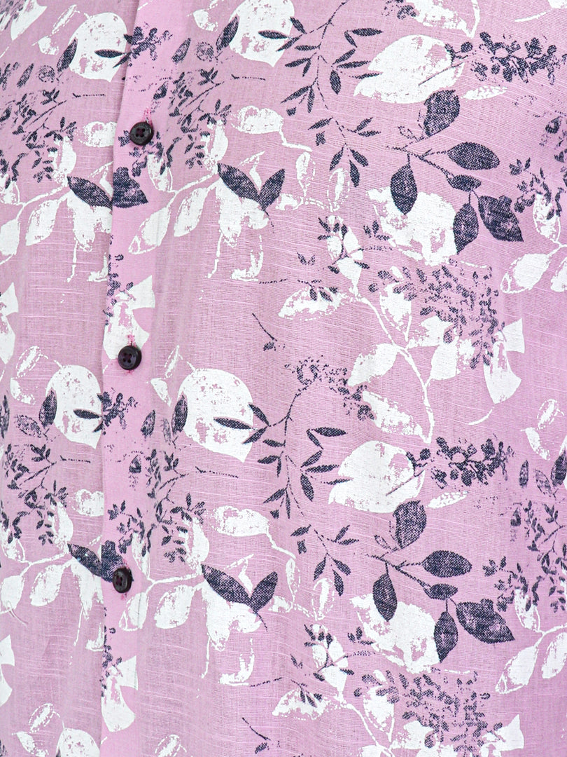 Men Smart Fit Floral Print Pink Full Sleeve Shirt