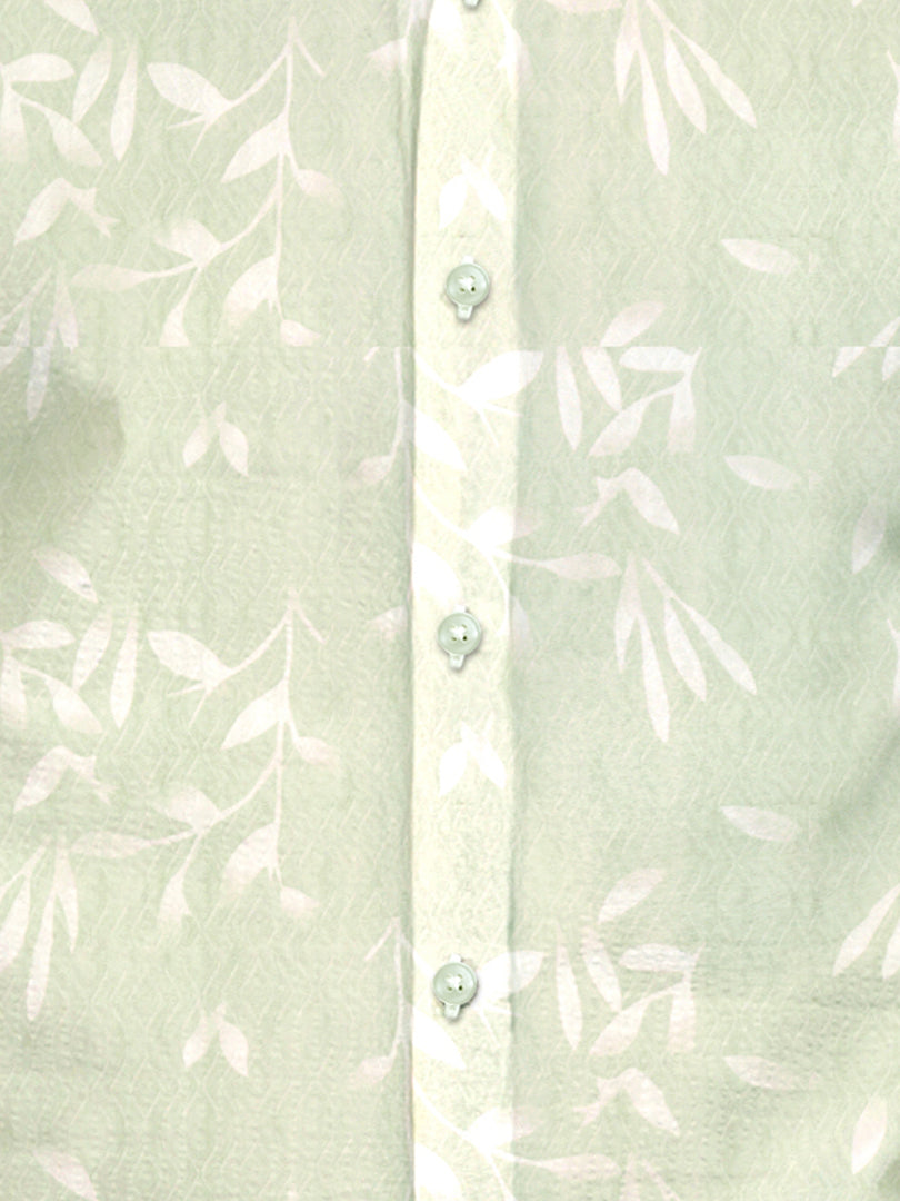 Men Smart Fit Floral Print Green Full Sleeve Shirt