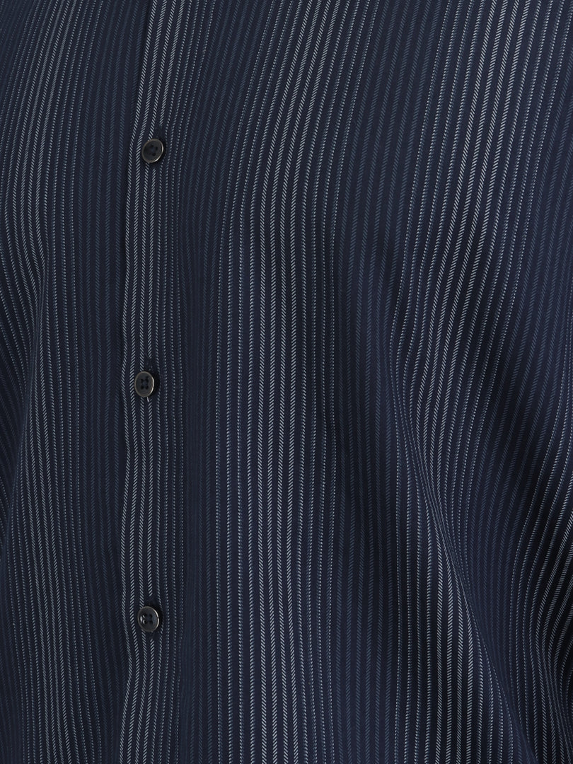 Men Smart Fit Stripped Blue Full Sleeve Shirt