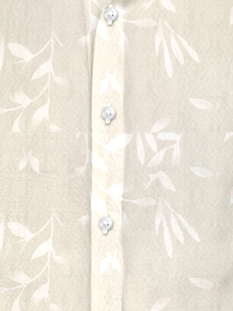 Men Smart Fit Floral Print Cream Full Sleeve Shirt