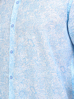 Load image into Gallery viewer, Men Smart Fit Floral Print Sky Full Sleeve Shirt
