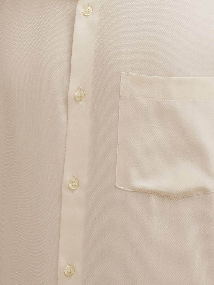 MENS CREAM PLAIN SMART FIT FULL SLEEVE FORMAL SHIRT