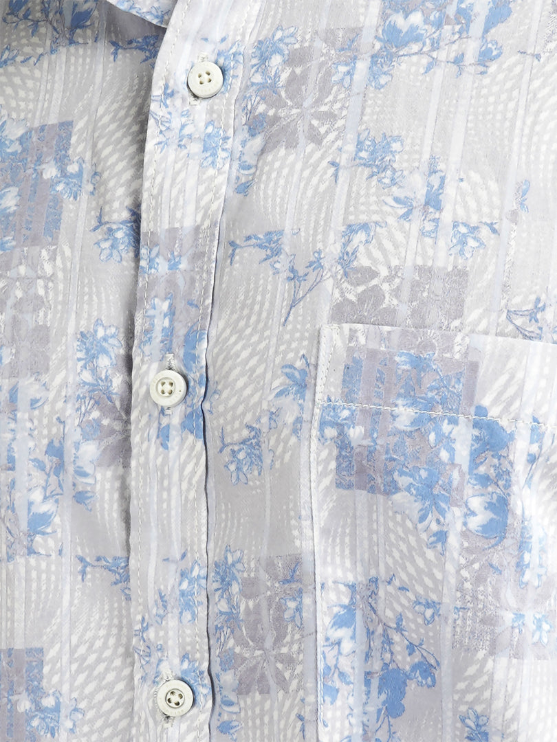 MENS COTTON SKY PRINTED SLIM FIT FULL SLEEVE CASUAL SHIRT