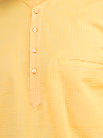 Load image into Gallery viewer, MENS POPCORN YELLOW PLAIN SLIM FIT SHORT KURTA
