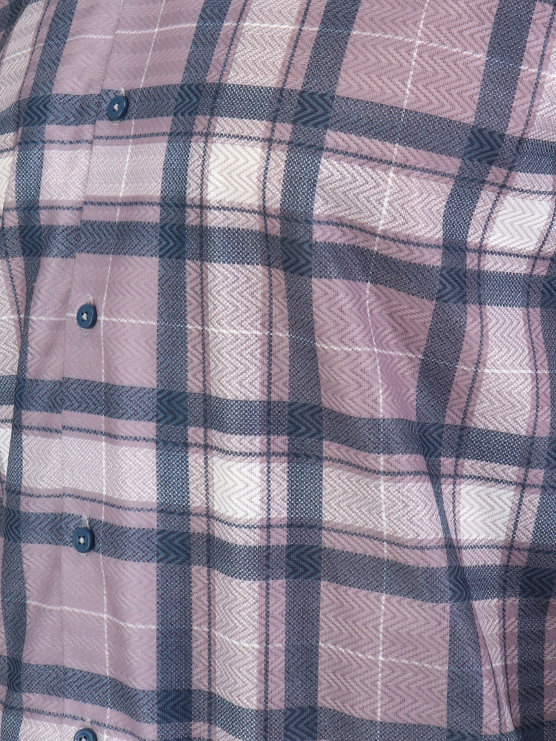 Men Smart Fit Chequered Bronze Half Sleeve Shirt