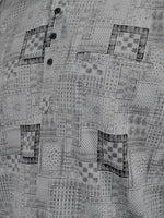 Load image into Gallery viewer, MENS COTTON GREY PRINTED SLIM FIT SHORT KURTA
