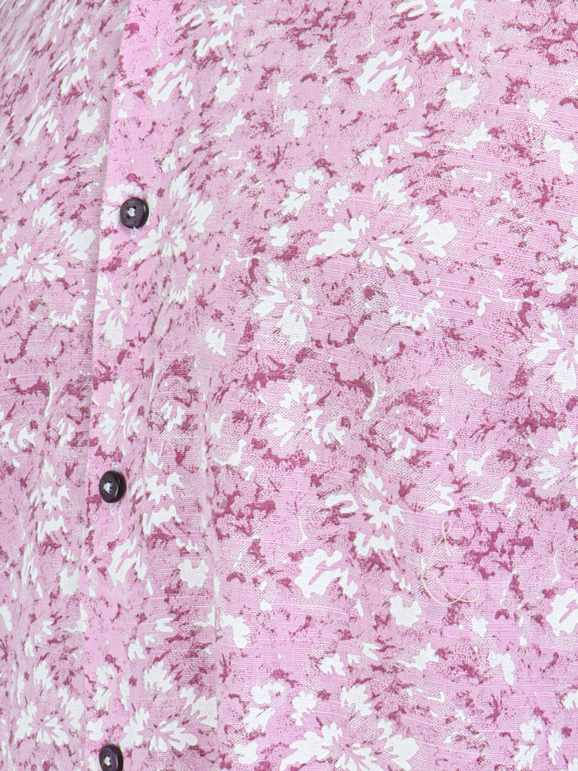 Men Smart Fit Floral Print Pink Full Sleeve Shirt