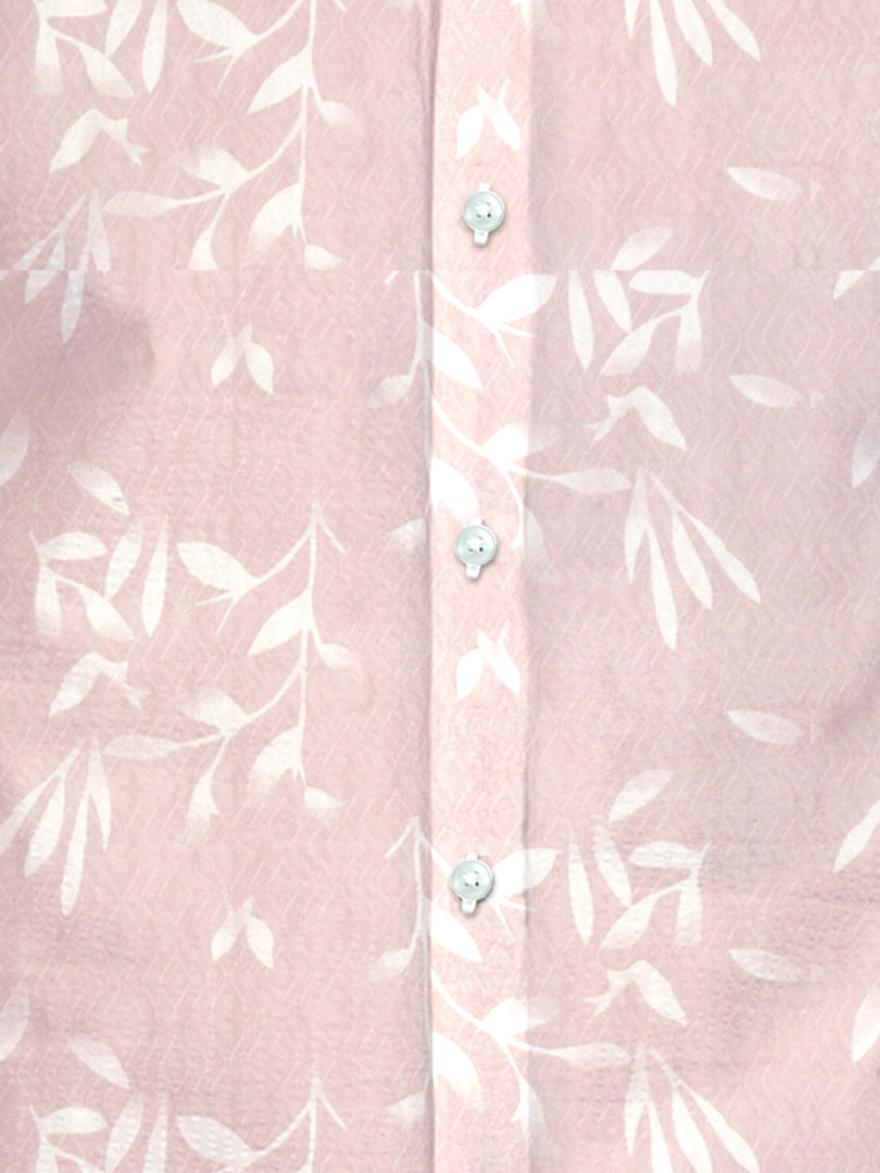 Men Smart Fit Floral Print Pink Full Sleeve Shirt