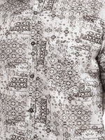 Load image into Gallery viewer, MENS COTTON WHITE PRINTED SLIM FIT FULL SLEEVE CASUAL SHIRT
