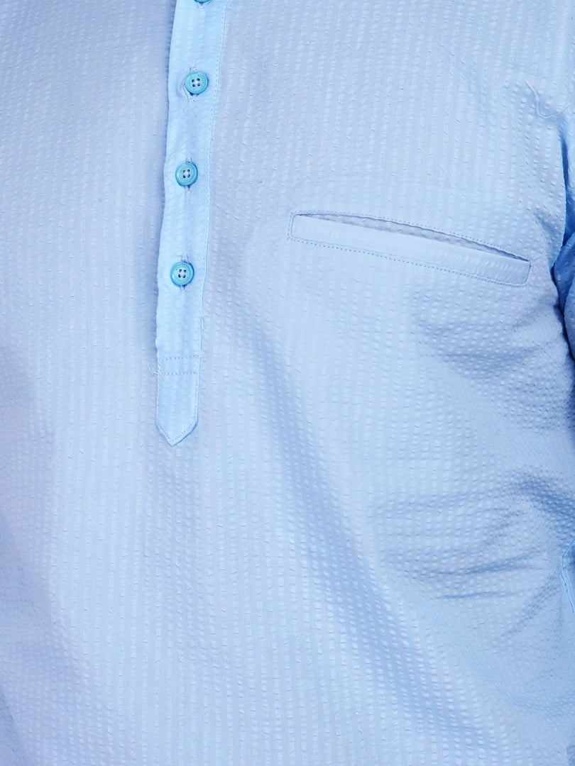MENS POPCORN SKY PLAIN SLIM FIT SHORT KURTA