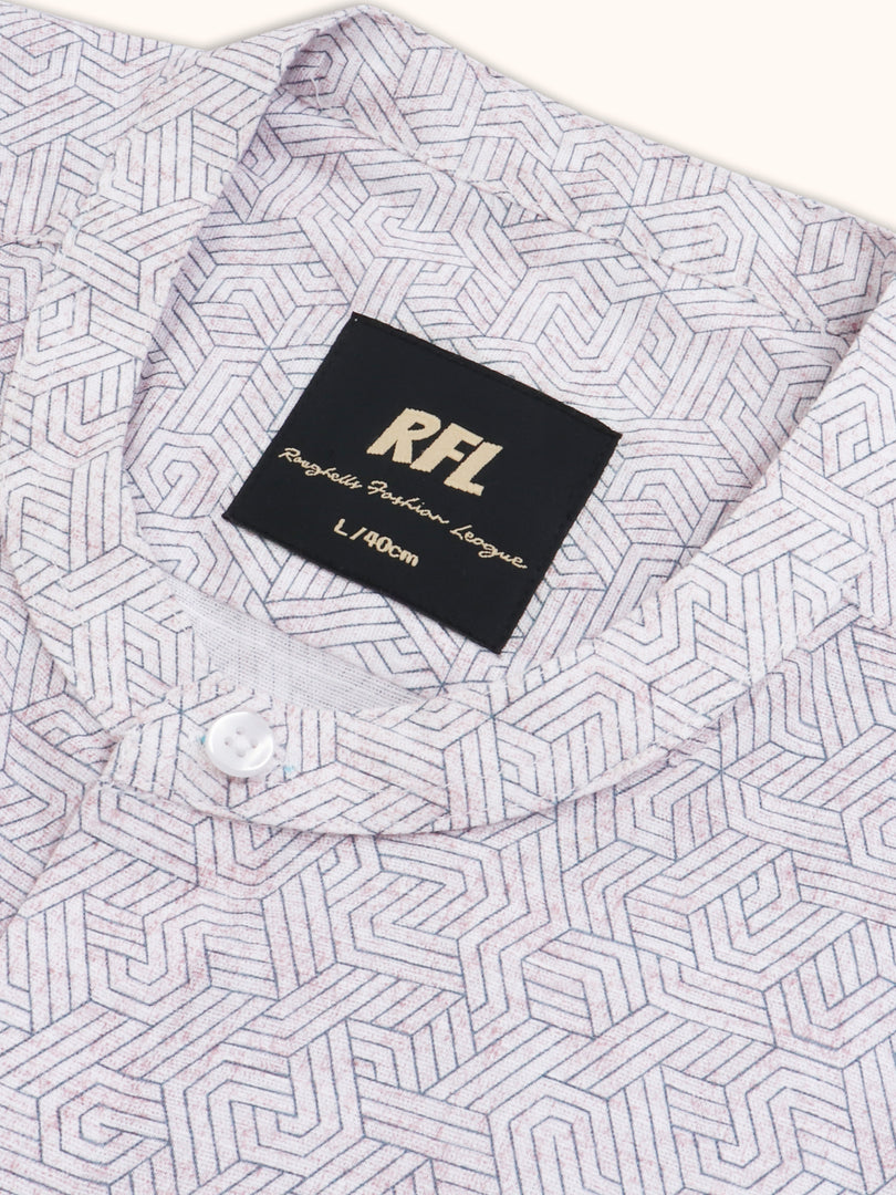 Men Smart Fit Abtract Print Rust Full Sleeve Shirt