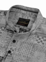 Load image into Gallery viewer, MENS COTTON GREY PRINTED SLIM FIT SHORT KURTA
