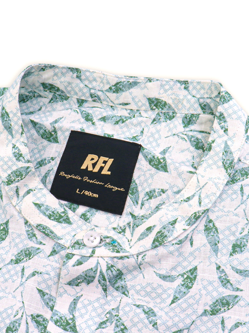 Men Smart Fit Floral Print Green Full Sleeve Shirt
