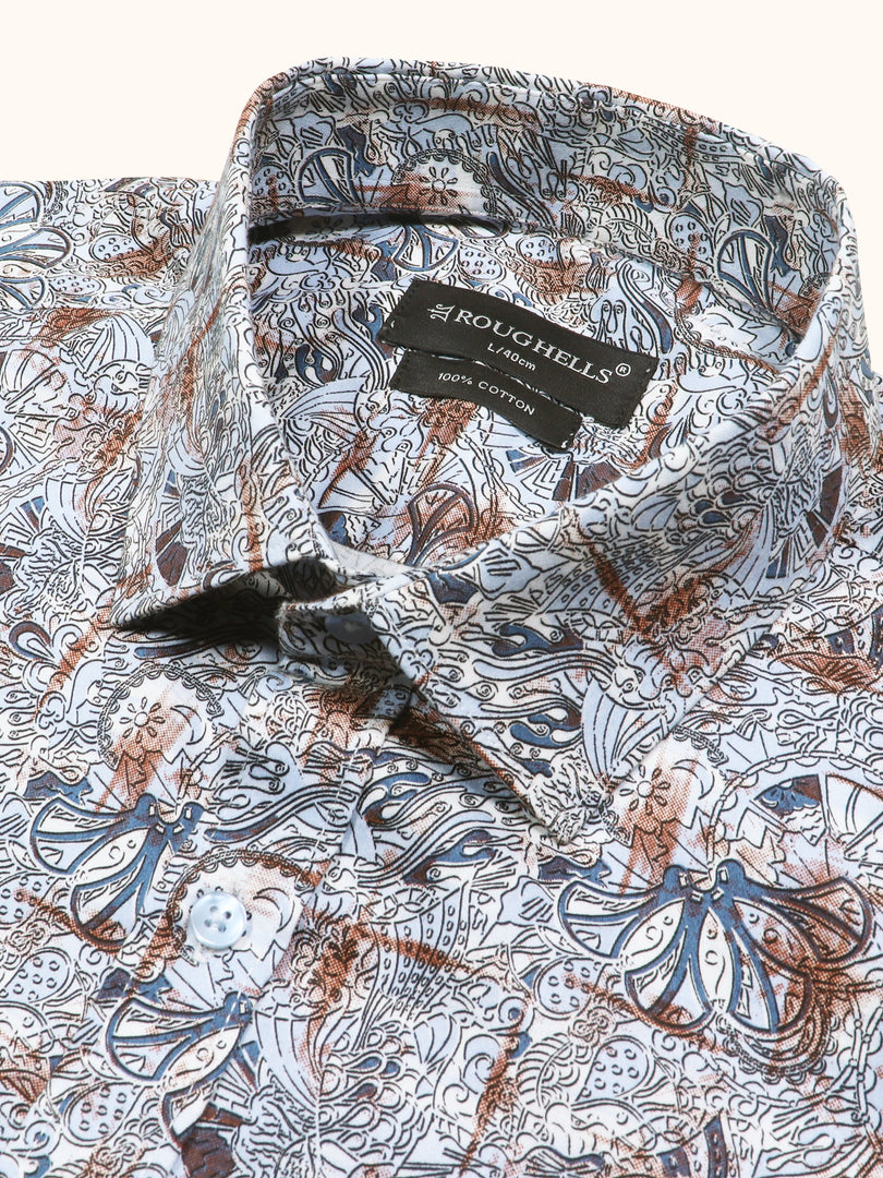 MENS COTTON MULTI COLOR PRINTED SMART FIT FULL SLEEVE FORMAL SHIRT