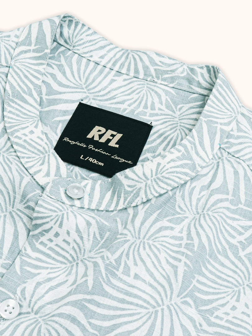Men Smart Fit Floral Print Green Full Sleeve Shirt