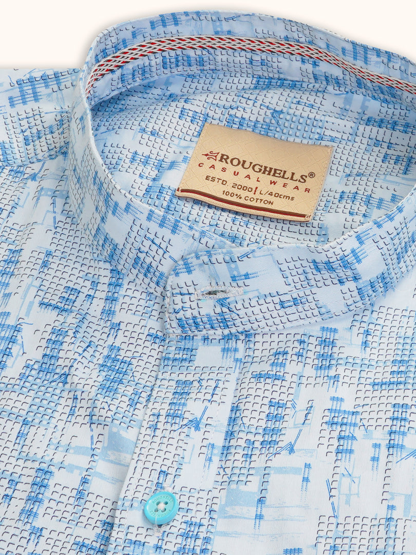 MENS COTTON SKY PRINTED SLIM FIT FULL SLEEVE CASUAL SHIRT